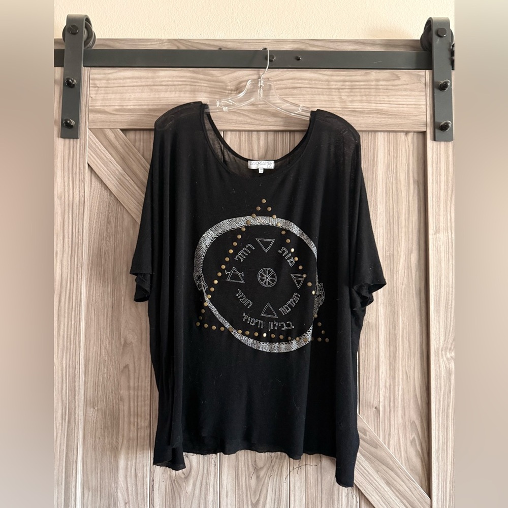 Daydreamer Black Tee with Gold Witchy Graphic